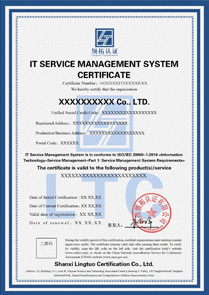 ISO20000信息技術服務管理體系證書認證英文版